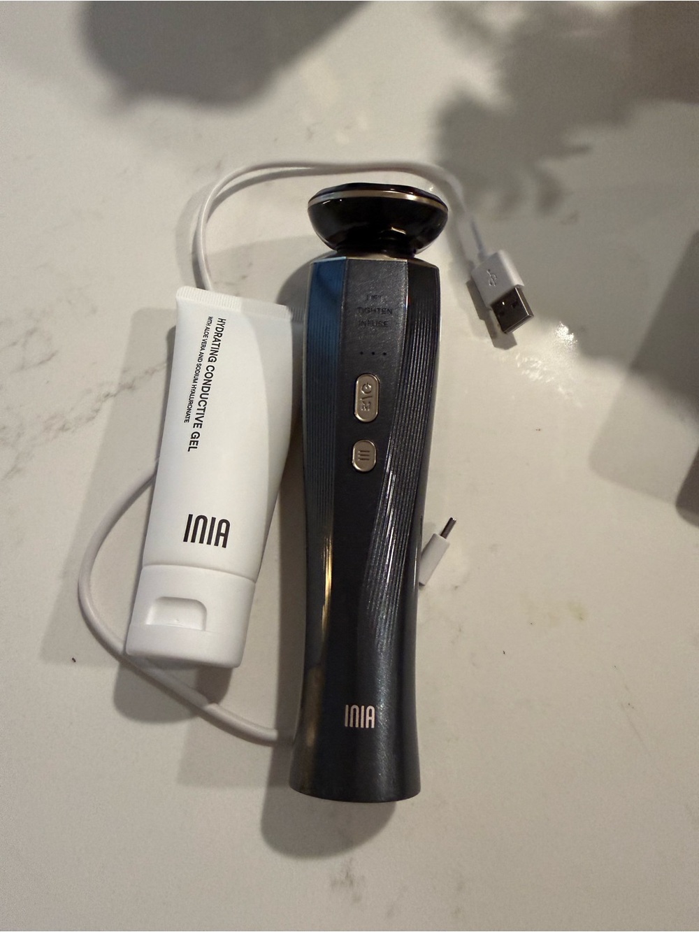 Black Facial Massager with Conductive Gel